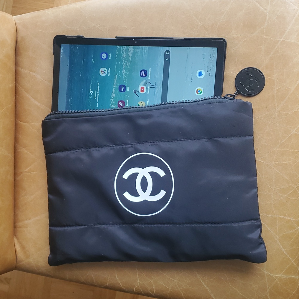 Chanel Large Black Cosmetic Clutch Puffer Pouch Bag
